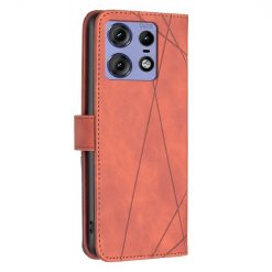Lacné Kryty | Knižkové puzdro Rhombus hnedé – Motorola Edge 50 Pro | Lacné Kryty