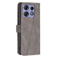 Knižkové puzdro Rhombus sivé – Motorola Edge 50 Pro | Lacné Kryty Lacné Kryty | Knižkové puzdro Rhombus sivé – Motorola Edge 50 Pro | Lacné Kryty