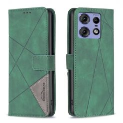 Lacné Kryty | Knižkové puzdro Rhombus zelené – Motorola Edge 50 Pro | Lacné Kryty