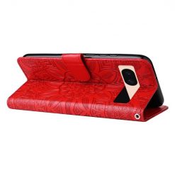 Lacné Kryty | Peňaženkové puzdro Embossing Pattern Slnečnica červené – Google Pixel 8a | Lacné Kryty