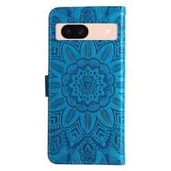 Lacné Kryty | Peňaženkové puzdro Embossing Pattern Slnečnica modré – Google Pixel 8a | Lacné Kryty