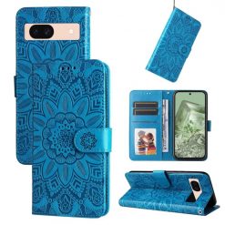 Lacné Kryty | Peňaženkové puzdro Embossing Pattern Slnečnica modré – Google Pixel 8a | Lacné Kryty