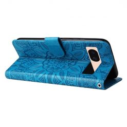 Lacné Kryty | Peňaženkové puzdro Embossing Pattern Slnečnica modré – Google Pixel 8a | Lacné Kryty