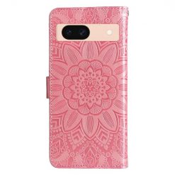 Lacné Kryty | Peňaženkové puzdro Embossing Pattern Slnečnica ružové – Google Pixel 8a | Lacné Kryty