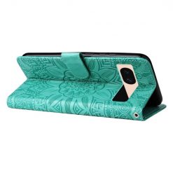 Lacné Kryty | Peňaženkové puzdro Embossing Pattern Slnečnica zelené – Google Pixel 8a | Lacné Kryty