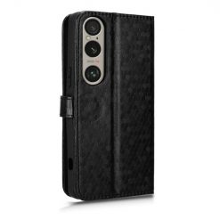 Lacné Kryty | Peňaženkové puzdro Honeycomb Dot Texture Case čierne – Sony Xperia 1 VI | Lacné Kryty