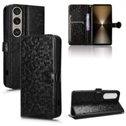 Lacné Kryty | Peňaženkové puzdro Honeycomb Dot Texture Case čierne – Sony Xperia 1 VI | Lacné Kryty