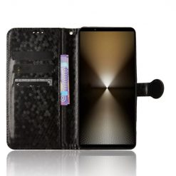 Lacné Kryty | Peňaženkové puzdro Honeycomb Dot Texture Case čierne – Sony Xperia 1 VI | Lacné Kryty