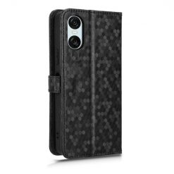 Lacné Kryty | Peňaženkové puzdro Honeycomb Dot Texture Case čierne – Sony Xperia 10 VI | Lacné Kryty