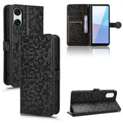 Lacné Kryty | Peňaženkové puzdro Honeycomb Dot Texture Case čierne – Sony Xperia 10 VI | Lacné Kryty