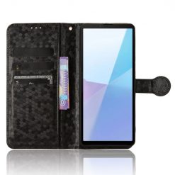 Lacné Kryty | Peňaženkové puzdro Honeycomb Dot Texture Case čierne – Sony Xperia 10 VI | Lacné Kryty