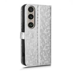 Peňaženkové puzdro Honeycomb Dot Texture Case strieborné – Sony Xperia 1 VI | Lacné Kryty Lacné Kryty | Peňaženkové puzdro Honeycomb Dot Texture Case strieborné – Sony Xperia 1 VI | Lacné Kryty