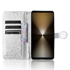 Peňaženkové puzdro Honeycomb Dot Texture Case strieborné – Sony Xperia 1 VI | Lacné Kryty Lacné Kryty | Peňaženkové puzdro Honeycomb Dot Texture Case strieborné – Sony Xperia 1 VI | Lacné Kryty
