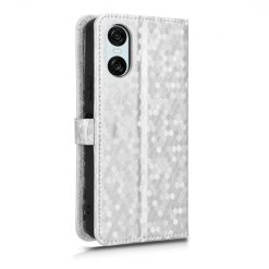Peňaženkové puzdro Honeycomb Dot Texture Case strieborné – Sony Xperia 10 VI | Lacné Kryty Lacné Kryty | Peňaženkové puzdro Honeycomb Dot Texture Case strieborné – Sony Xperia 10 VI | Lacné Kryty