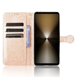 Lacné Kryty | Peňaženkové puzdro Honeycomb Dot Texture Case zlaté – Sony Xperia 1 VI | Lacné Kryty