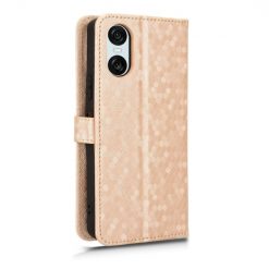 Lacné Kryty | Peňaženkové puzdro Honeycomb Dot Texture Case zlaté – Sony Xperia 10 VI | Lacné Kryty