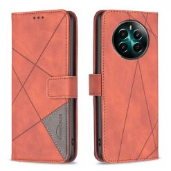 Lacné Kryty | Knižkové puzdro Rhombus hnedé – Realme 12+ (12 Plus) | Lacné Kryty