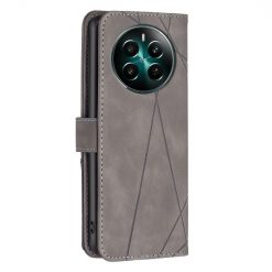Lacné Kryty | Knižkové puzdro Rhombus sivé – Realme 12+ (12 Plus) | Lacné Kryty
