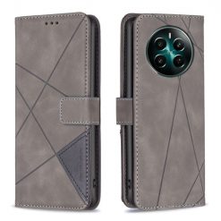 Lacné Kryty | Knižkové puzdro Rhombus sivé – Realme 12+ (12 Plus) | Lacné Kryty