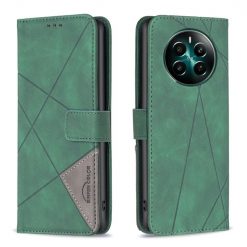 Lacné Kryty | Knižkové puzdro Rhombus zelené – Realme 12+ (12 Plus) | Lacné Kryty