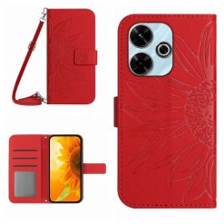 Lacné Kryty | Peňaženkové puzdro Embossing Pattern Kvet case červené – Xiaomi Redmi 13 | Lacné Kryty