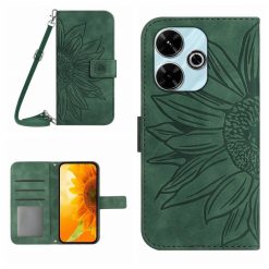 Lacné Kryty | Peňaženkové puzdro Embossing Pattern Kvet case zelené – Xiaomi Redmi 13 | Lacné Kryty