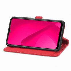 Lacné Kryty | Peňaženkové puzdro Embossing Pattern Leaf case červené – T Phone 2 Pro | Lacné Kryty