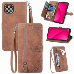 Peňaženkové puzdro Embossing Pattern Leaf case hnedé – T Phone 2 | Lacné Kryty Lacné Kryty | Peňaženkové puzdro Embossing Pattern Leaf case hnedé – T Phone 2 | Lacné Kryty