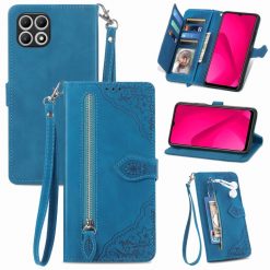 Peňaženkové puzdro Embossing Pattern Leaf case modré – T Phone 2 | Lacné Kryty Lacné Kryty | Peňaženkové puzdro Embossing Pattern Leaf case modré – T Phone 2 | Lacné Kryty