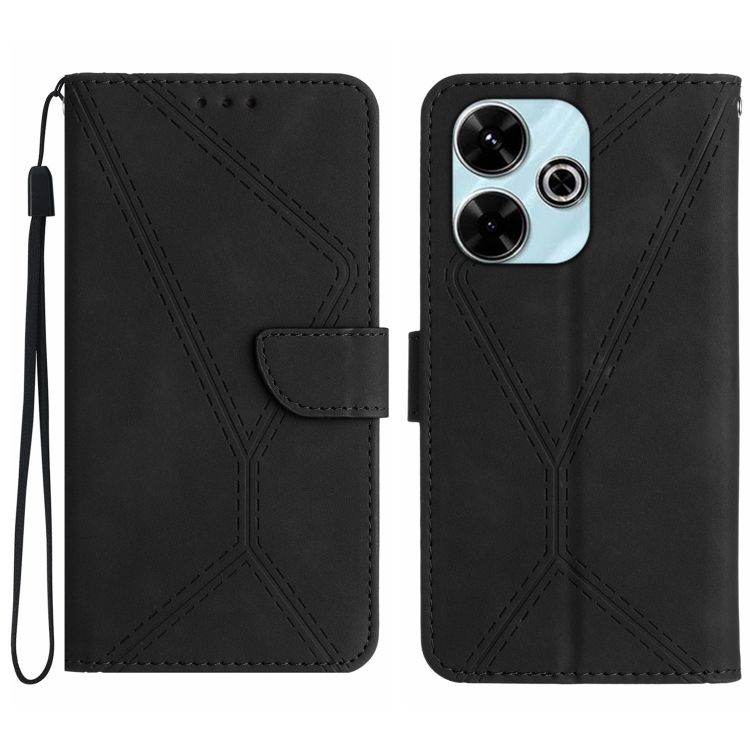 Peňaženkové puzdro Embossing Pattern Stitchy case čierne – Xiaomi Redmi 13