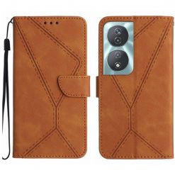 Lacné Kryty | Peňaženkové puzdro Embossing Pattern Stitchy case hnedé – Honor 90 Smart | Lacné Kryty
