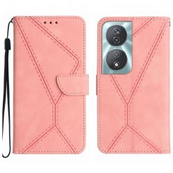 Lacné Kryty | Peňaženkové puzdro Embossing Pattern Stitchy case ružové – Honor 90 Smart | Lacné Kryty