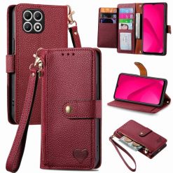 Lacné Kryty | Peňaženkové puzdro Heart zip case červené – T Phone 2 Pro | Lacné Kryty