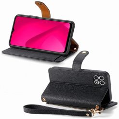 Lacné Kryty | Peňaženkové puzdro Heart zip case čierne – T Phone 2 Pro | Lacné Kryty