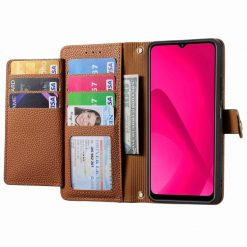 Lacné Kryty | Peňaženkové puzdro Heart zip case hnedé – T Phone 2 Pro | Lacné Kryty