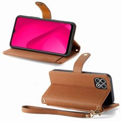 Lacné Kryty | Peňaženkové puzdro Heart zip case hnedé – T Phone 2 Pro | Lacné Kryty