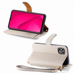 Lacné Kryty | Peňaženkové puzdro Heart zip case sivé – T Phone 2 Pro | Lacné Kryty