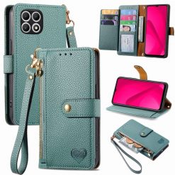 Lacné Kryty | Peňaženkové puzdro Heart zip case zelené – T Phone 2 | Lacné Kryty