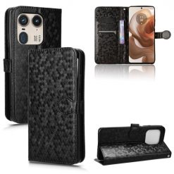 Lacné Kryty | Peňaženkové puzdro Honeycomb Dot Texture Case čierne – Motorola Edge 50 Ultra | Lacné Kryty