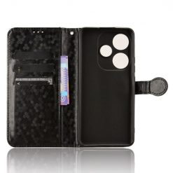 Lacné Kryty | Peňaženkové puzdro Honeycomb Dot Texture Case čierne – Xiaomi Poco F6 | Lacné Kryty