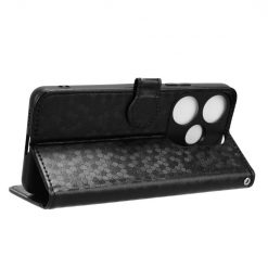 Lacné Kryty | Peňaženkové puzdro Honeycomb Dot Texture Case čierne – Xiaomi Poco F6 | Lacné Kryty