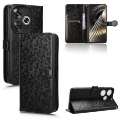 Lacné Kryty | Peňaženkové puzdro Honeycomb Dot Texture Case čierne – Xiaomi Poco F6 | Lacné Kryty