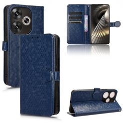 Lacné Kryty | Peňaženkové puzdro Honeycomb Dot Texture Case modré – Xiaomi Poco F6 | Lacné Kryty