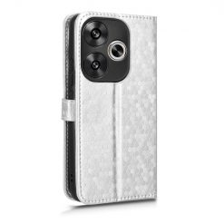 Lacné Kryty | Peňaženkové puzdro Honeycomb Dot Texture Case strieborné – Xiaomi Poco F6 | Lacné Kryty