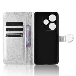 Lacné Kryty | Peňaženkové puzdro Honeycomb Dot Texture Case strieborné – Xiaomi Poco F6 | Lacné Kryty