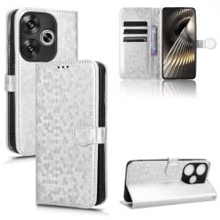Lacné Kryty | Peňaženkové puzdro Honeycomb Dot Texture Case strieborné – Xiaomi Poco F6 | Lacné Kryty