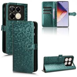 Lacné Kryty | Peňaženkové puzdro Honeycomb Dot Texture Case zelené – Infinix Note 40 Pro / Infinix Note 40 Pro+ 5G | Lacné Kryty