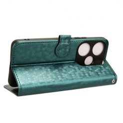 Lacné Kryty | Peňaženkové puzdro Honeycomb Dot Texture Case zelené – Xiaomi Poco F6 | Lacné Kryty