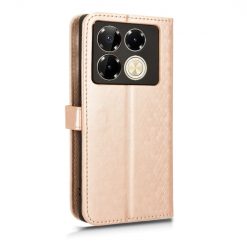 Lacné Kryty | Peňaženkové puzdro Honeycomb Dot Texture Case zlaté – Infinix Note 40 Pro / Infinix Note 40 Pro+ 5G | Lacné Kryty