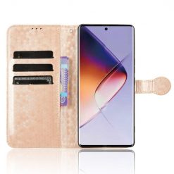 Lacné Kryty | Peňaženkové puzdro Honeycomb Dot Texture Case zlaté – Infinix Note 40 Pro / Infinix Note 40 Pro+ 5G | Lacné Kryty